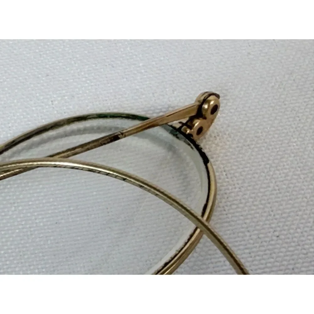 Antique STEVENS & CO Victorian Era Gold Wire Rim Eyeglasses Near Sight Cable